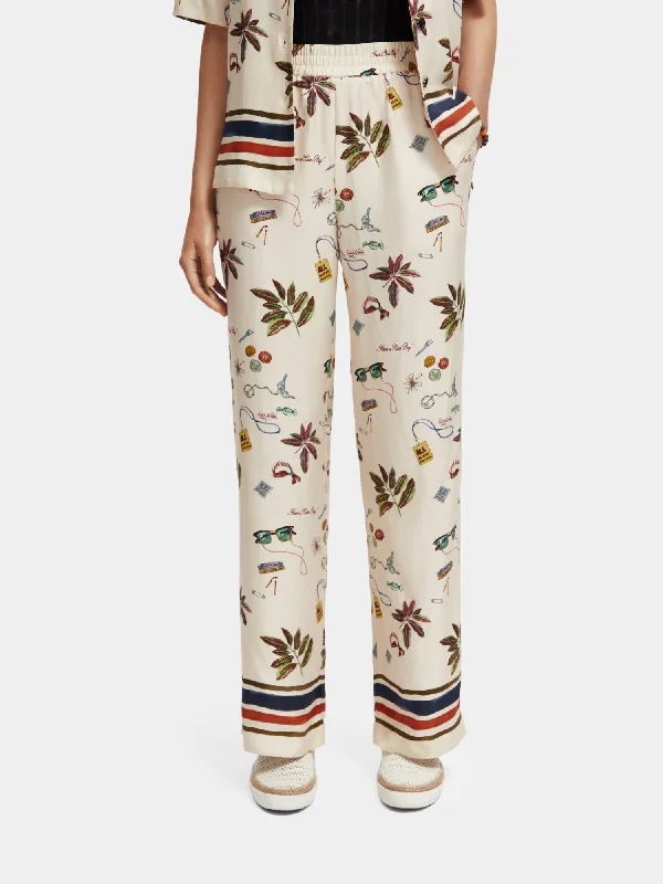 Gia mid-rise wide-leg printed pants