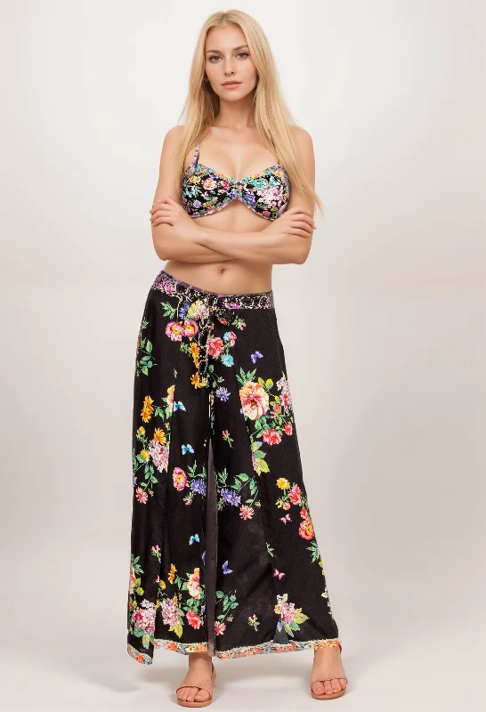 Johnny Was Black Butterfly Wrap Pant CSW3923 Boho Chic