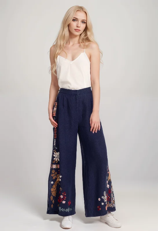 Johnny Was Zuzu High Slit Linen Pant R61223 Boho Chic