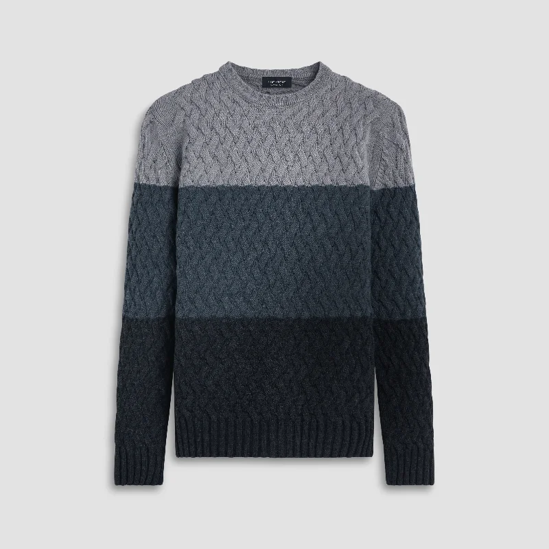 Basketweave Stitch Crew Neck Sweater