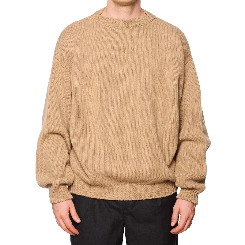 FEAR OF GOD Camel Knit Overlapped Wool Sweater NEW Size L