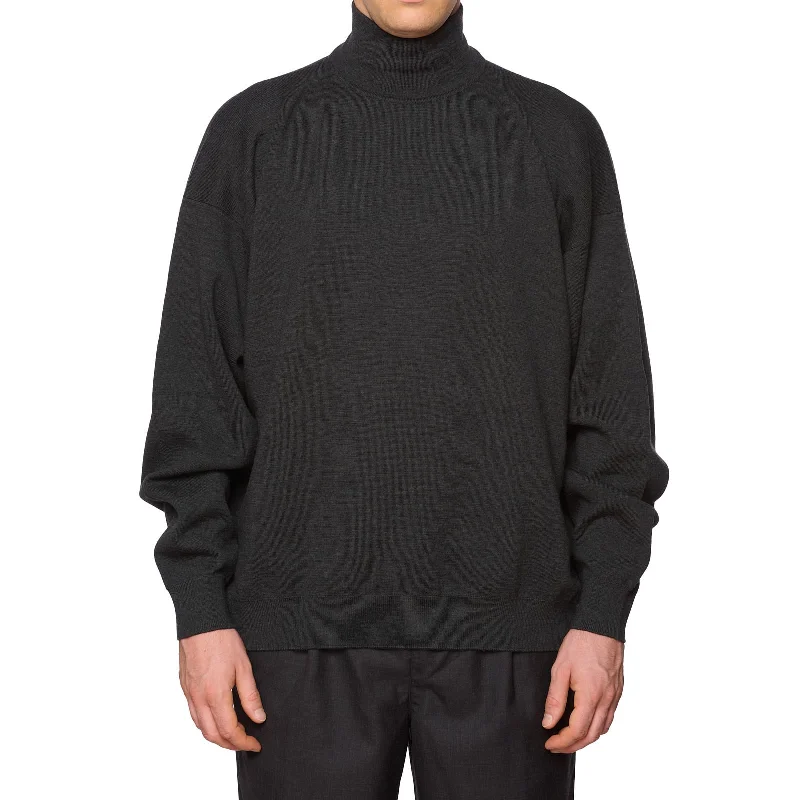 FEAR OF GOD Dark Gray Virgin Wool Knit Turtleneck Sweater NEW Size L