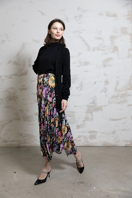 Arrow Pleated Skirt - Floral