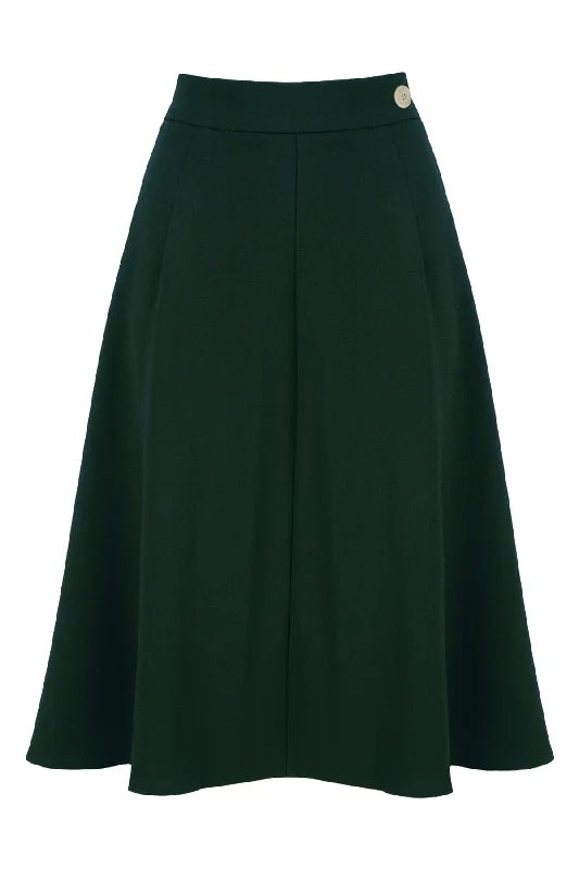 Classic 1940s Style A-Line Skirt in Forest Green