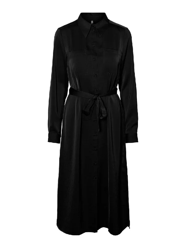 Ina Midi Shirt Dress (Black)