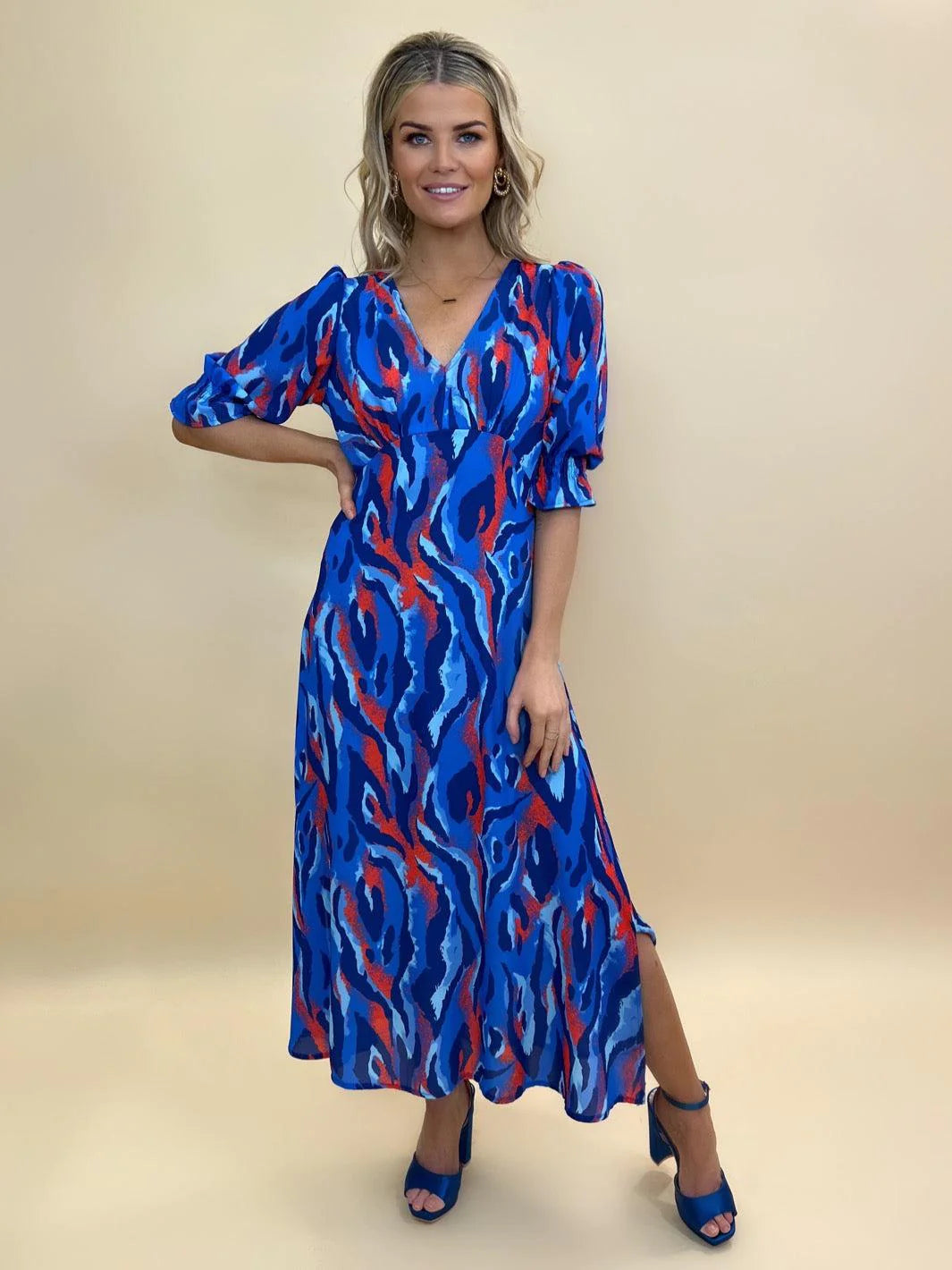 Streasa Dress (Blue/Red)