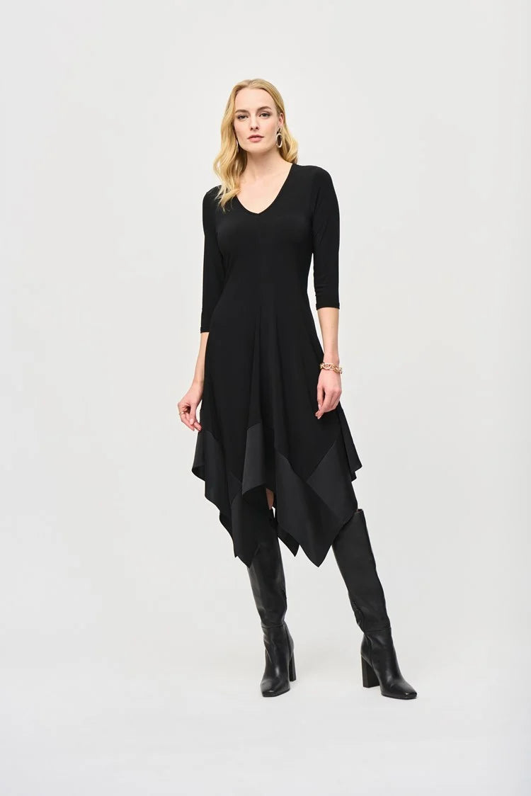 Joseph Ribkoff Black Silky Knit Handkerchief Dress