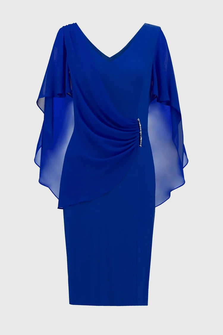 Joseph Ribkoff Royal Sapphire  Silky Knit and Chiffon Sheath Dress