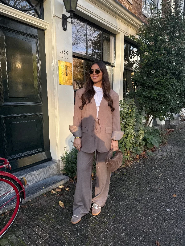 Blazer à nouer taupe (V-2451)