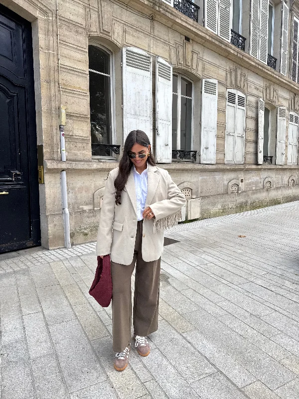 Blazer LYNN beige à frange