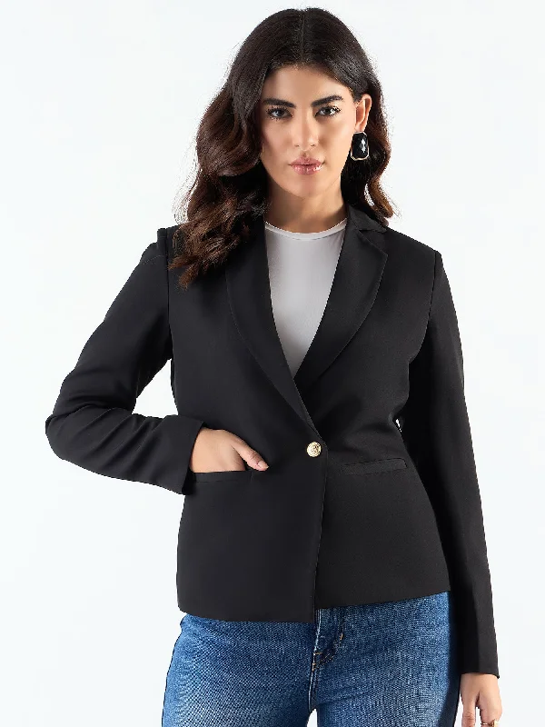 Chic Black Asymmetric Blazer