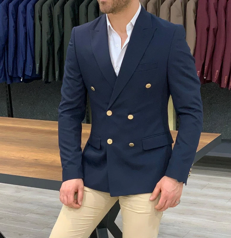 Geneva Navy Double Breasted Blazer