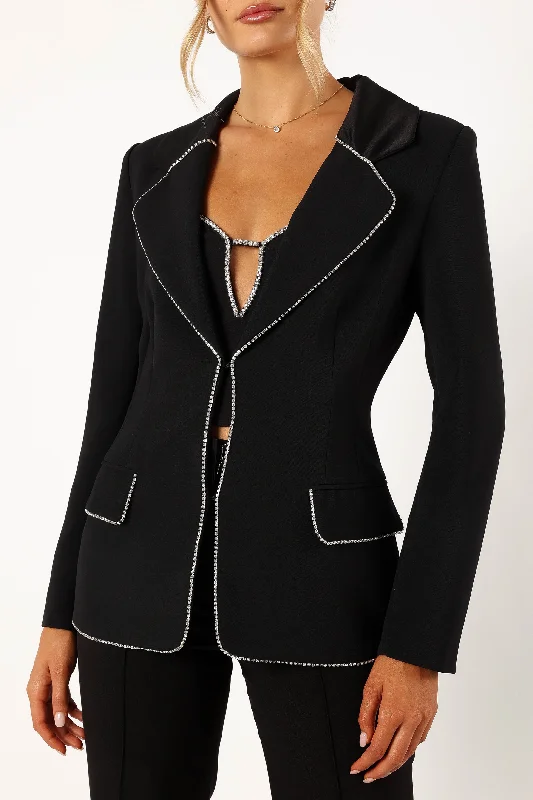 Shiloh Crystal Embellished Blazer - Black